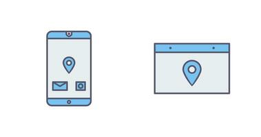 Móvel inscrição e localização rede publicidade ícone vetor