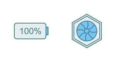 cheio bateria e hexagonal diafragma ícone vetor