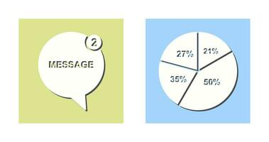 mensagem bolhas e torta gráfico ícone vetor