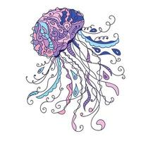 desenho animado da água-viva do mar vetor