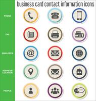 Coleção de ícones de informações de contato de cartão de visita vetor