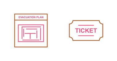 evacuação plano e bilhetes ícone vetor