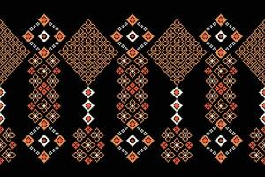 étnico geométrico tecido padronizar Cruz ponto.ikat bordado étnico oriental pixel padronizar Preto fundo. resumo,vetor,ilustração. textura,vestuário,quadro,decoração,motivos,seda papel de parede. vetor