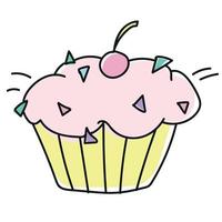 estilo doodle de cupcakes doces coloridos vetor