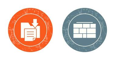 Arquivo armazenamento e tijolo parede ícone vetor