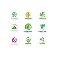 logotipos de ecologia de folha de árvore verde cenografia vetor