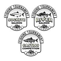 conjunto de emblema do clube de pesca vintage vetor