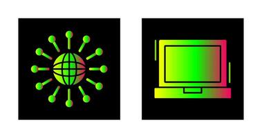 trabalho em rede e computador portátil ícone vetor