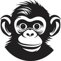 chimpanzé silhueta dentro noir uma tributo para animais selvagens chimpanzé charme dentro monocromático elegante chimpanzé emblema vetor