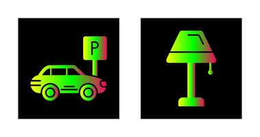 estacionamento e luminária ícone vetor