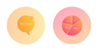 mensagem bolhas e torta gráfico ícone vetor