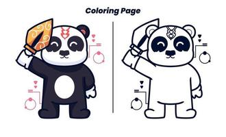 panda super-herói com páginas para colorir adequadas para crianças vetor