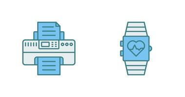 relógio inteligente e impressora ícone vetor