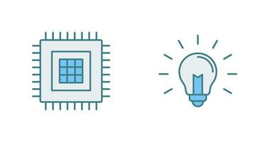 processador e luz lâmpada ícone vetor