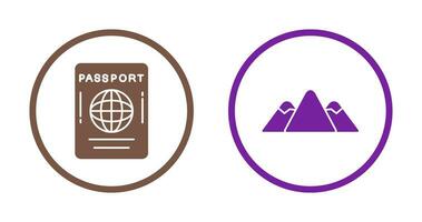Passaporte e montanha ícone vetor