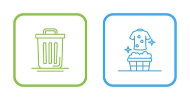Lixo pode e laundária ícone vetor