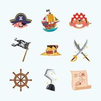 conceito de ícones de criança pirata vetor