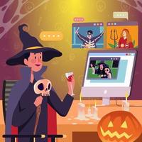 festa de halloween online vetor