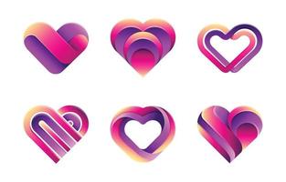 coleção de logotipo de coração abstrato colorido vetor
