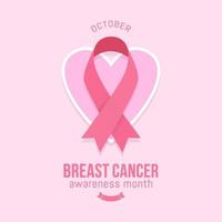 projeto de banner do mês de conscientização do câncer de mama com fita rosa vetor