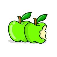 maçã verde com outra maçã cortada. ilustração vetorial de maçã verde vetor