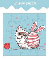 jogo de quebra-cabeça do gato adora ovo dos desenhos animados vetor
