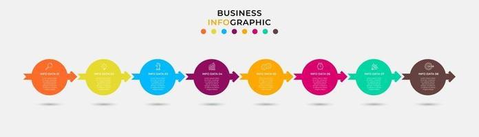 modelo de negócios de design de infográfico com ícones e 8 opções ou etapas vetor