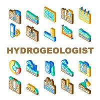 hidrogeólogo industrial ícones conjunto vetor