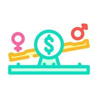 gênero salário Gap = Vão feminismo mulher cor ícone vetor ilustração