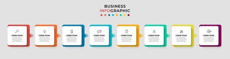 modelo de negócios de design de infográfico com ícones e 8 opções ou etapas vetor