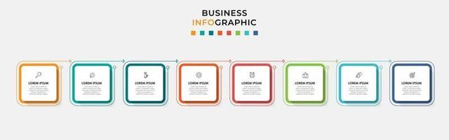 modelo de negócios de design de infográfico com ícones e 8 opções ou etapas vetor