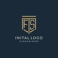 inicial fs escudo logotipo monoline estilo, moderno e luxo monograma logotipo Projeto vetor