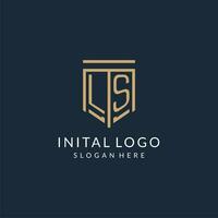 inicial ls escudo logotipo monoline estilo, moderno e luxo monograma logotipo Projeto vetor