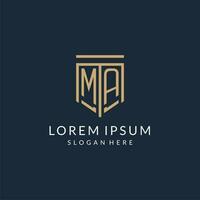 inicial ma escudo logotipo monoline estilo, moderno e luxo monograma logotipo Projeto vetor