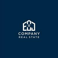 inicial carta ej monograma logotipo com abstrato casa forma, simples e moderno real Estado logotipo Projeto vetor