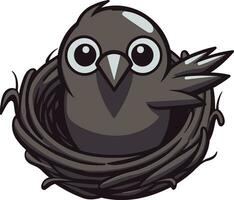 intrincado elegância noir pássaro ninho emblema elevado aninhamento Preto vetor pássaro ninho símbolo