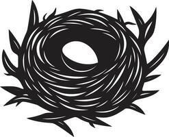 aninhamento dentro estilo Preto vetor pássaro ninho emblema lustroso aviária santuário Preto pássaro ninho símbolo