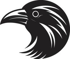 Raven silhueta geométrico insígnia Preto Raven monocromático logotipo vetor