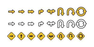 conjunto de setas ilustração de design de sinais de trânsito vetor