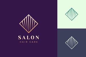 modelo de logotipo de salão de beleza com formato de cabelo simples e luxuoso vetor