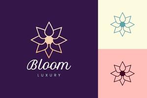 modelo de logotipo de cuidados de beleza em forma de flor de luxo vetor