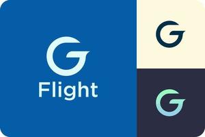 logotipo de avião simples com formato de letra g vetor