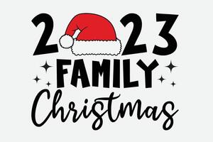 engraçado santa chapéu 2023 família Natal camiseta Projeto vetor