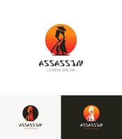 logotipo do mascote e esporte do samurai assassino vetor