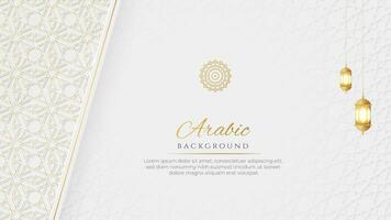 árabe islâmico dourado luxo fundo com arabesco padronizar vetor