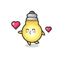 Desenho de personagem de lâmpada com gesto de beijo vetor