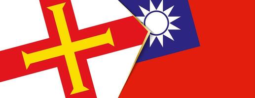 Guernsey e Taiwan bandeiras, dois vetor bandeiras.