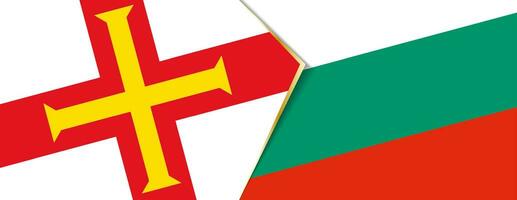 Guernsey e Bulgária bandeiras, dois vetor bandeiras.