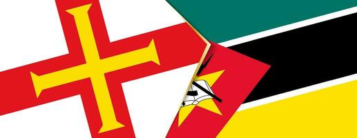 Guernsey e Moçambique bandeiras, dois vetor bandeiras.