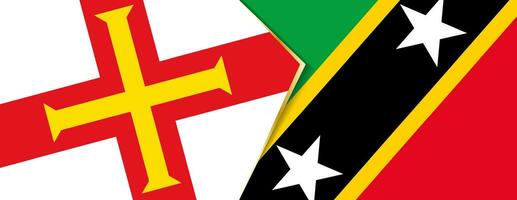 Guernsey e santo kitts e nevis bandeiras, dois vetor bandeiras.